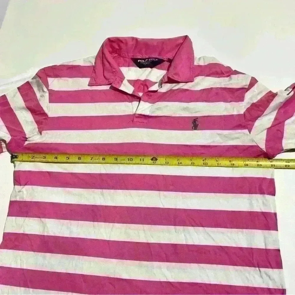 Vintage Polo Golf Ralph Lauren Mens Large Shirt Crest Striped Pima Cotton Rugby
